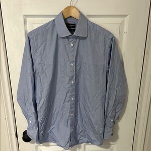 Blue Dress Shirt with Classic Collar and Long Sleeves